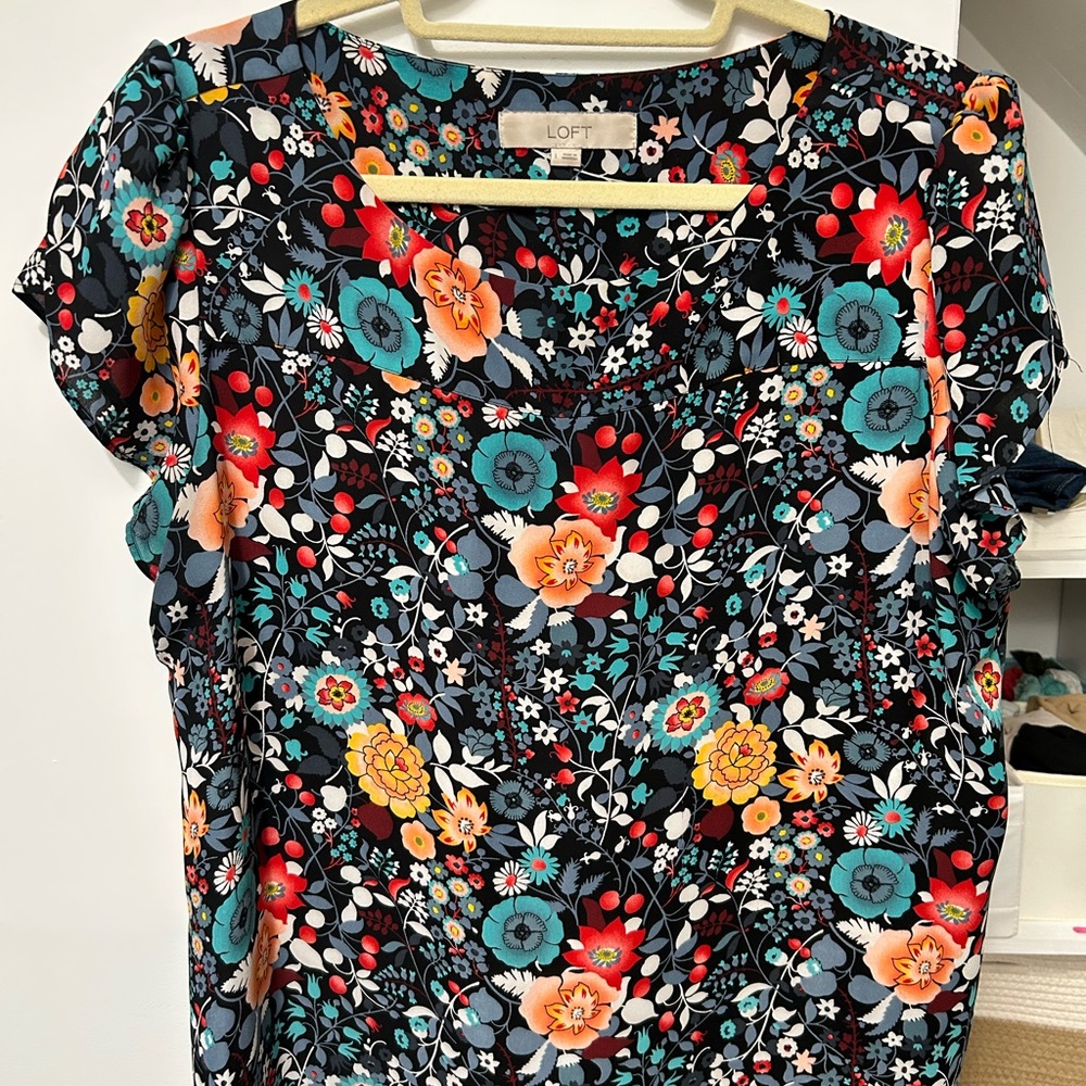 LOFT Women's Floral Print Top - Multicolor